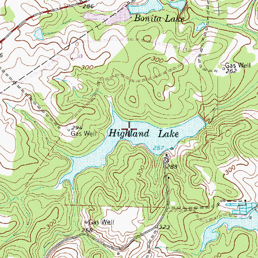 Topographic Map of Highland Lake, TX