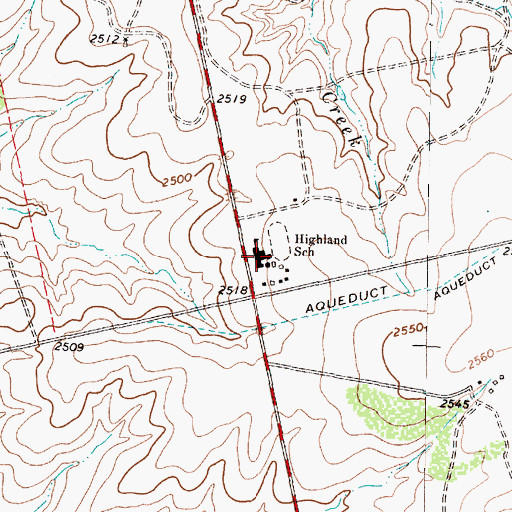 Topographic Map of Highland School, TX
