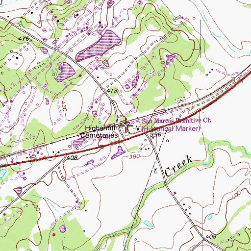 Topographic Map of Highsmith Cemeteries, TX