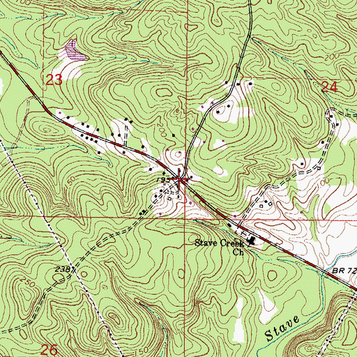 Topographic Map of Stave Creek, AL