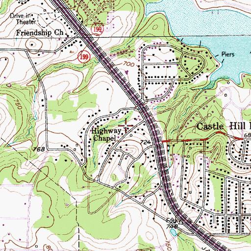 Topographic Map of Highway Chapel, TX