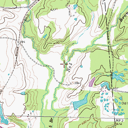 Topographic Map of Hill Branch, TX
