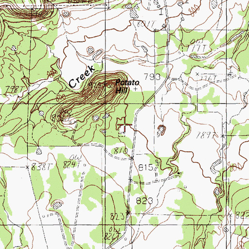 Topographic Map of Hill Cemetery, TX