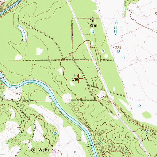 Topographic Map of Hill Cemetery, TX
