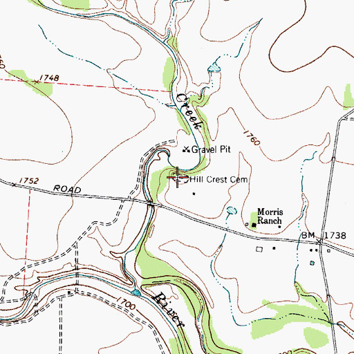 Topographic Map of Hill Crest Cemetery, TX