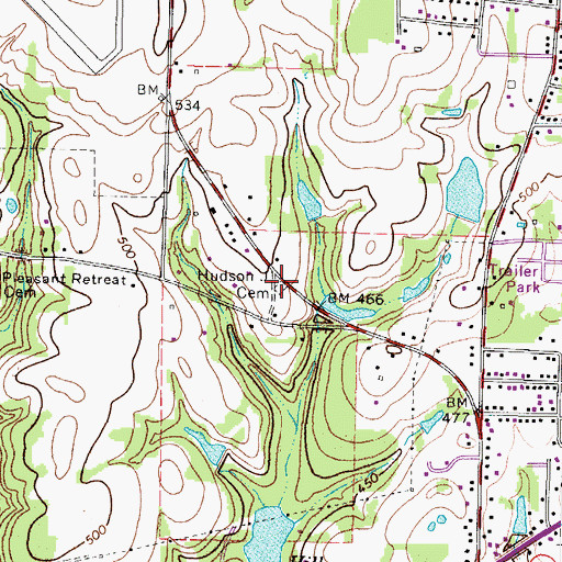 Topographic Map of Hill Lake, TX