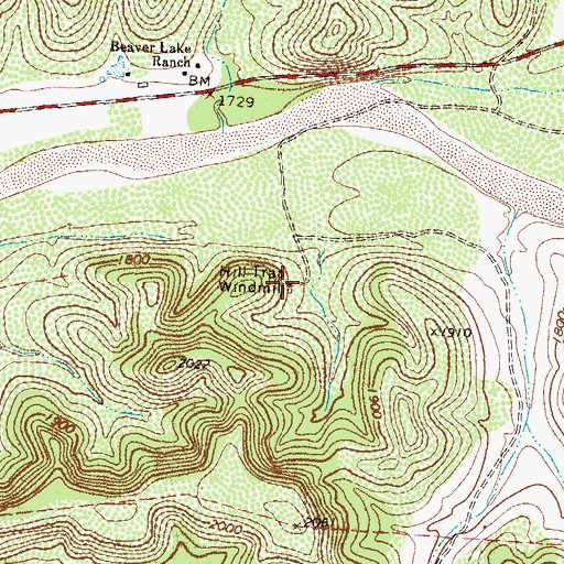 Topographic Map of Hill Trap Windmill, TX