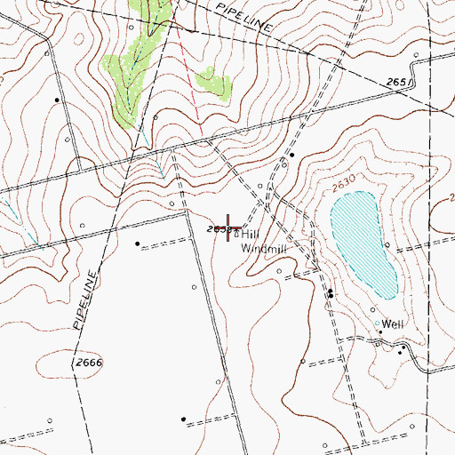 Topographic Map of Hill Windmill, TX