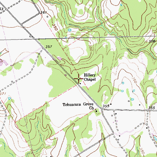 Topographic Map of Hillery Chapel, TX