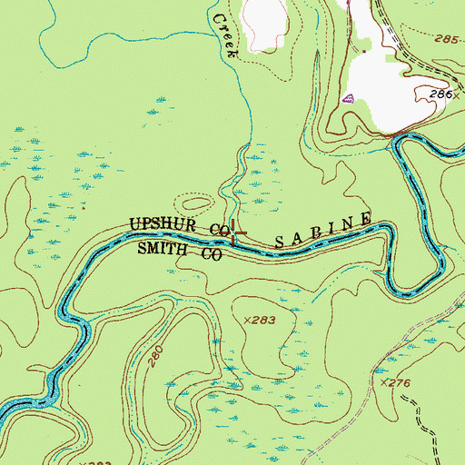 Topographic Map of Hills Creek, TX