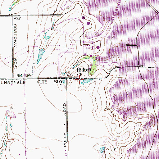 Topographic Map of Hilltop Church, TX