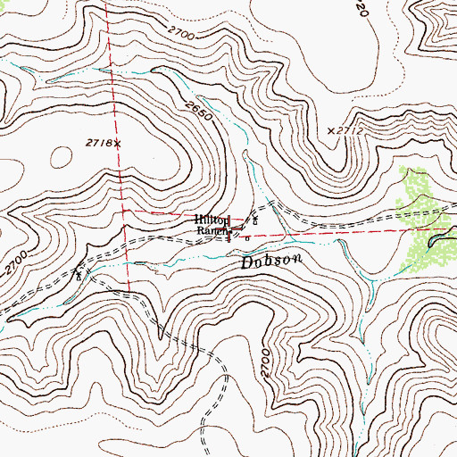 Topographic Map of Hilltop Ranch, TX