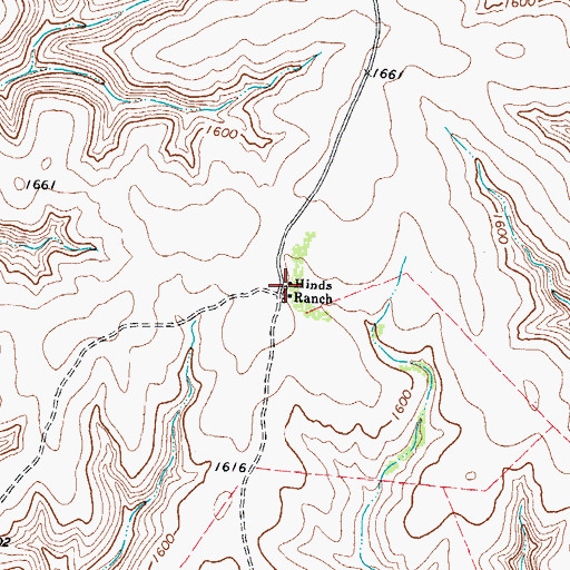 Topographic Map of Hinds Ranch, TX