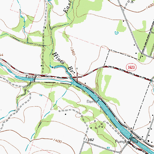 Topographic Map of Hinds Branch, TX