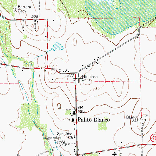 Topographic Map of Hinojosa Cemetery, TX