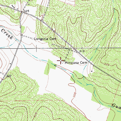 Topographic Map of Hinojosa Cemetery, TX