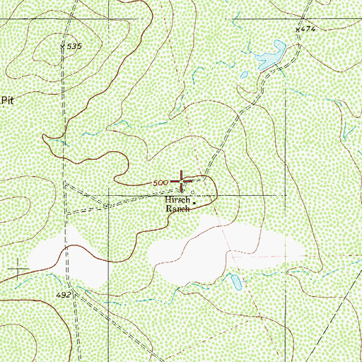 Topographic Map of Hirsh Ranch, TX