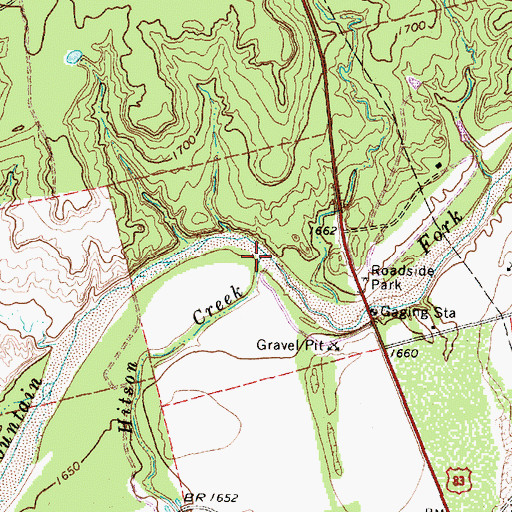 Topographic Map of Hitson Creek, TX
