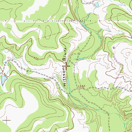Topographic Map of Hittson Bluff, TX