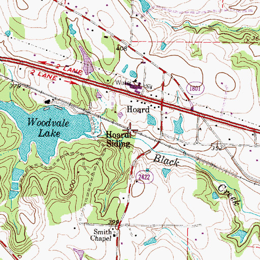 Topographic Map of Hoard Siding, TX