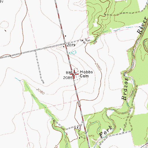 Topographic Map of Hobbs Cemetery, TX