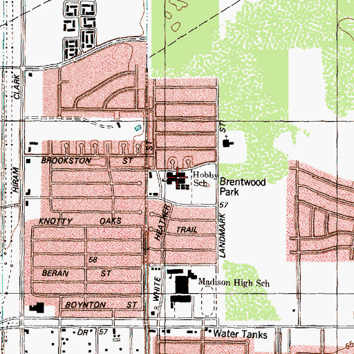 Topographic Map of Hobby School, TX