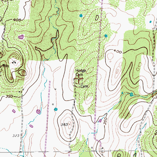 Topographic Map of Hodge Cemetery, TX