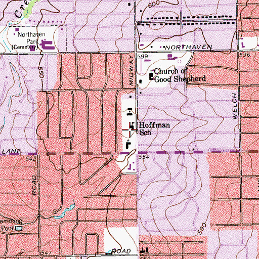 Topographic Map of Hoffman School, TX