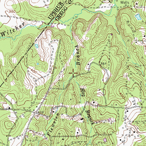 Topographic Map of Hog Branch, TX