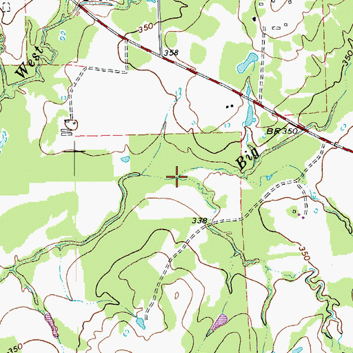 Topographic Map of Hog Branch, TX