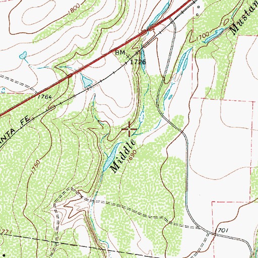 Topographic Map of Hog Creek, TX