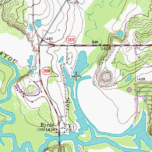 Topographic Map of Hog Creek, TX