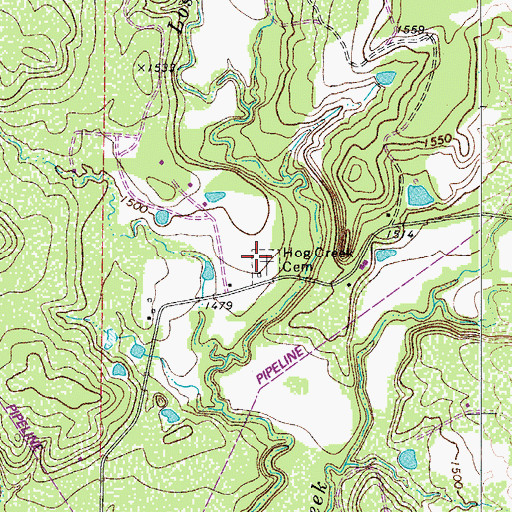 Topographic Map of Lost Creek Cemetery, TX