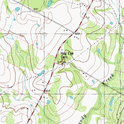 Topographic Map of Hog Eye Cemetery, TX