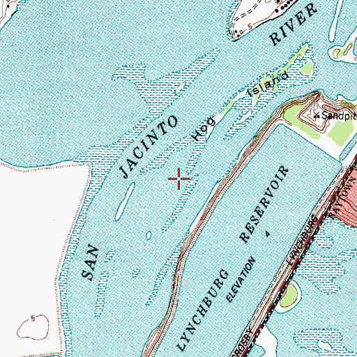 Topographic Map of Hog Island, TX