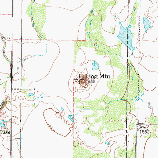 Topographic Map of Hog Mountain, TX