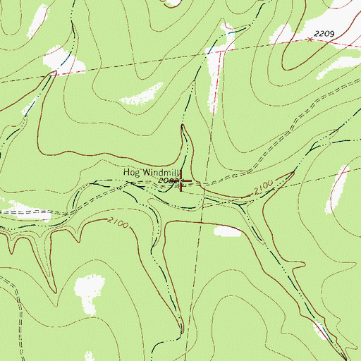 Topographic Map of Hog Windmill, TX