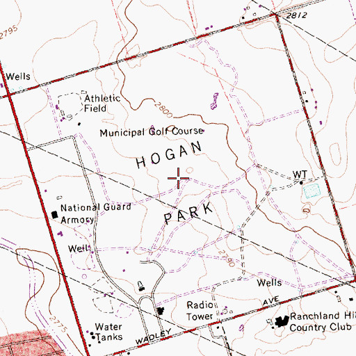 Topographic Map of Hogan Park, TX