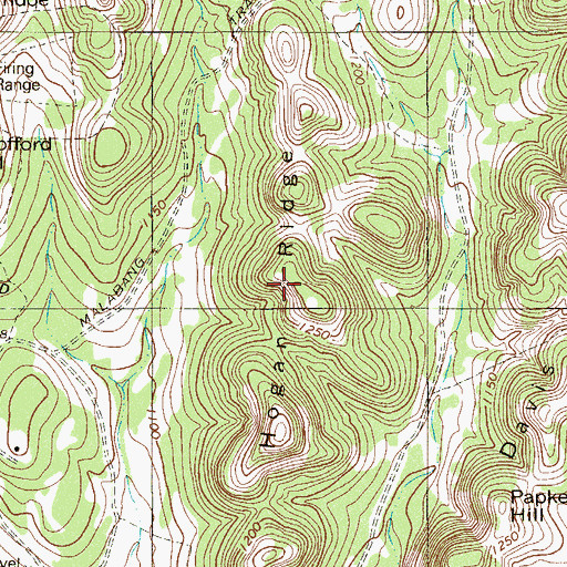 Topographic Map of Hogan Ridge, TX