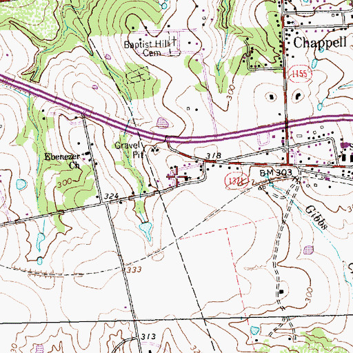 Topographic Map of Hogans High School, TX