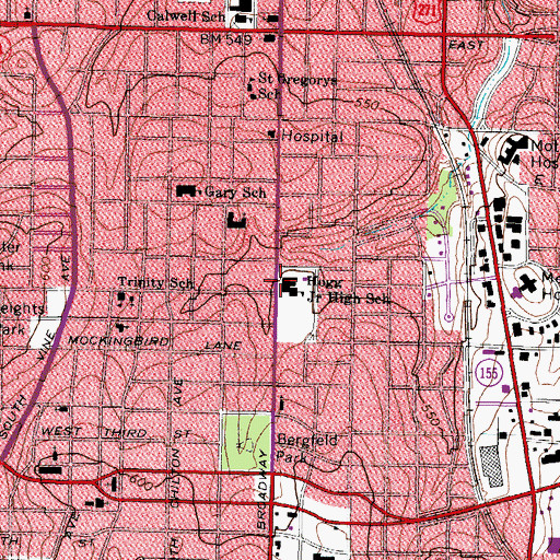 Topographic Map of Hogg Junior High School, TX