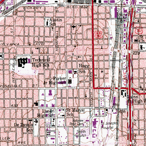 Topographic Map of Hogg School, TX