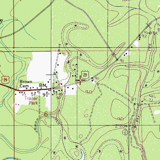 Topographic Map of First Open Bible Church, AL