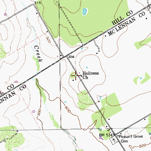 Topographic Map of Holiness Church, TX