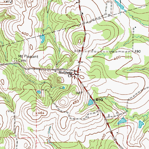 Topographic Map of Holiness Church, TX