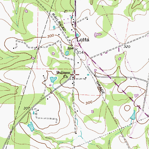 Topographic Map of Holiness Church, TX