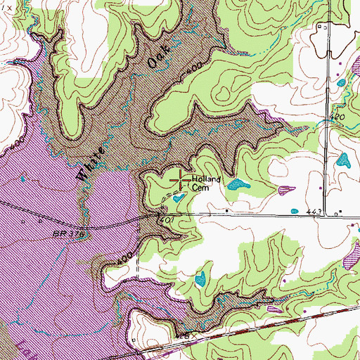 Topographic Map of Holland Cemetery, TX