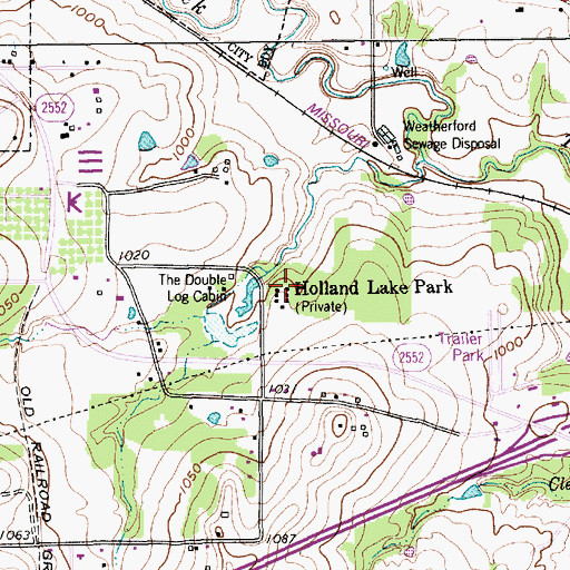Topographic Map of Holland Lake Park, TX