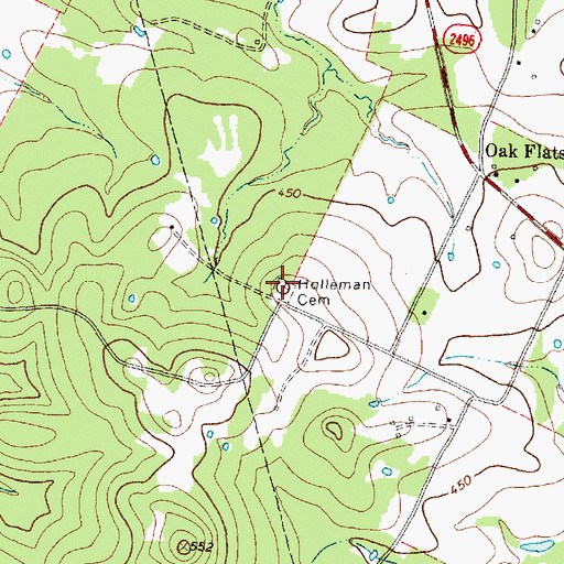 Topographic Map of Holleman Cemetery, TX