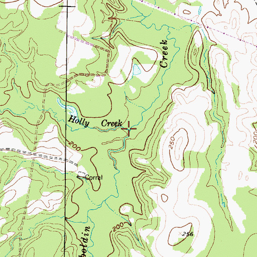 Topographic Map of Holly Creek, TX